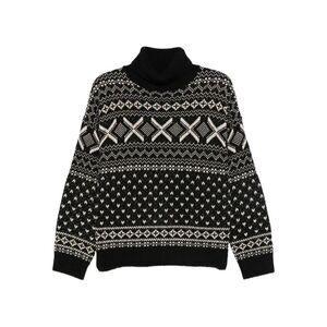 SEMICOUTURE Women's Fair Isle Turtleneck Sweater Women BLACK Sweaters & Knitwear